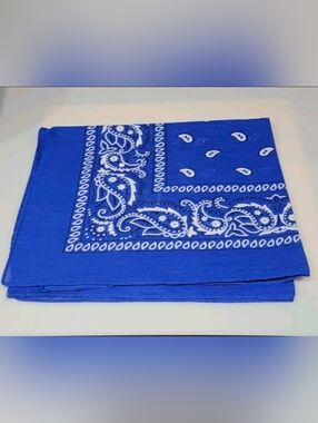 Lot of 5 NEW 100% Cotton Blue Paisley Bandanas - Scarf, Head Wrap, Handkerchief